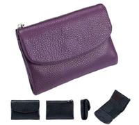 Genérico Unisex Leather Wallet,5.3 In Short Genuine Leather Coin Purse with Credit Card Holder,Clutch Bags,Small Wallets for Women,Coin Holder & Cash Slots,RFID Protected (Purple)