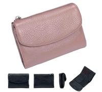 Genérico Unisex Leather Wallet,5.3 In Short Genuine Leather Coin Purse with Credit Card Holder,Clutch Bags,Small Wallets for Women,Coin Holder & Cash Slots,RFID Protected (Pink)