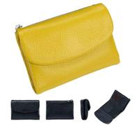 Genérico Unisex Leather Wallet,5.3 In Short Genuine Leather Coin Purse with Credit Card Holder,Clutch Bags,Small Wallets for Women,Coin Holder & Cash Slots,RFID Protected (Yellow)