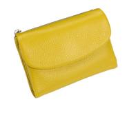Genérico Unisex Leather Wallet,Small Compact Bifold Pocket Purse,Grain Leather Coin Purse with Credit Card Holder (Yellow)