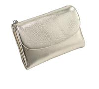 Genérico Unisex Leather Wallet,Small Compact Bifold Pocket Purse,Grain Leather Coin Purse with Credit Card Holder (Gold)