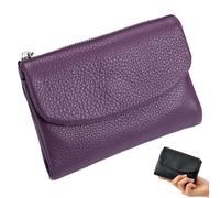 Genérico Unisex Pebble Leather Wallet, 5.3In Full Grain Leather Coin Purse with Credit Card Holder for Women (Purple)