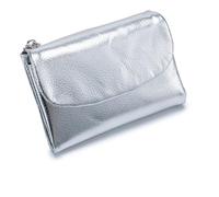 Genérico Unisex Pebble Leather Wallet, 5.3In Short Genuine Leather Coin Card Holder, Can Hold Coins, ID Cards, Unisex Clutch Bags (Silver)