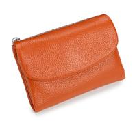 Genérico Unisex Pebble Leather Wallet, 5.3In Short Genuine Leather Coin Card Holder, Can Hold Coins, ID Cards, Unisex Clutch Bags (Orange)
