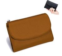 Genérico Unisex Pebble Leather Wallet, 5.3In Short Genuine Leather Coin Card Holder, Short Genuine Leather Purse for Coins and Cards, Multicolor Clutch for Women (Brown)