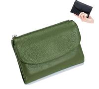 Genérico Unisex Pebble Leather Wallet, 5.3In Short Genuine Leather Coin Card Holder, Short Genuine Leather Purse for Coins and Cards, Multicolor Clutch for Women (Light Green)