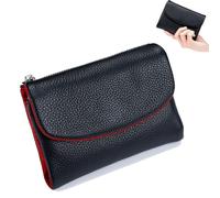 Genérico Unisex Pebble Leather Wallet, 5.3In Short Genuine Leather Coin Card Holder, Short Genuine Leather Purse for Coins and Cards, Multicolor Clutch for Women (Black)