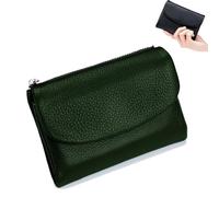 Genérico Unisex Pebble Leather Wallet, 5.3In Short Genuine Leather Coin Card Holder, Short Genuine Leather Purse for Coins and Cards, Multicolor Clutch for Women (Dark Green)