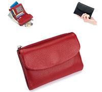 Genérico Unisex Pebble Leather Wallet, 5.3In Short Genuine Leather Coin Card Holder, with Credit Card Holder, Coin Holder & Cash Slots (O)