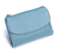 Genérico Unisex Pebble Leather Wallet, 5.3In Short Genuine Leather Coin Card Holder, with Credit Card Holder, Coin Holder & Cash Slots (Blue)