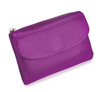 Genérico Unisex Pebble Leather Wallet, 5.3In Short Genuine Leather Coin Card Holder, with Credit Card Holder, Coin Holder & Cash Slots (Purple B)