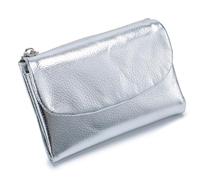 Genérico Unisex Pebble Leather Wallet, 5.3In Short Genuine Leather Coin Card Holder, with Credit Card Holder, Coin Holder & Cash Slots (Silver)