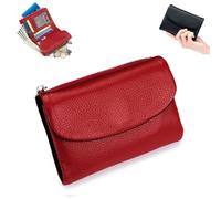 Genérico Unisex Pebble Leather Wallet, 5.3In Short Genuine Leather Coin Card Holder, with Credit Card Holder, Coin Holder & Cash Slots (D)