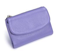 Genérico Unisex Pebble Leather Wallet, 5.3In Short Genuine Leather Coin Card Holder, with Credit Card Holder, Coin Holder & Cash Slots (Purple A)