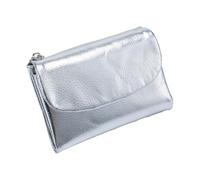 Genérico Unisex Pebble Leather Wallet, Genuine Leather Coin Purse with Credit Card Holder, Coin Holder & Cash Slots, Genuine Leather Wallet, Unisex (Silver)