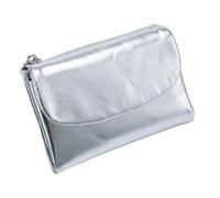 Genérico Unisex Pebble Leather Wallet,Genuine Leathers Wallets for Women,Short Genuine Leather Coin Card Holder, Can Hold Coins, ID Cards (Silver)