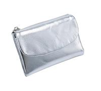 Genérico Unisex Pebble Leather Wallet, Leather Wallets for Women with Credit Card Holder, Coin Holder & Cash Slots, Small Wallets for Women Can Hold Coins ID Cards (Silver)