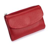 Genérico Unisex Pebble Leather Wallet, Short Genuine Leather Coin Card Holder, Small Wallets for Women, Dual Zipper Coin Pockets Credit Card Holder for Men & Women (#20)