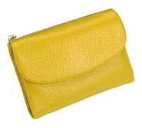 Genérico Unisex Pebble Leather Wallet, Short Genuine Leather Purse for Coins and Cards, Compact Travel Card Holder (Yellow)