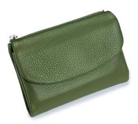Genérico Unisex Pebble Leather Wallet, Short Genuine Leather Purse for Coins and Cards, Compact Travel Card Holder (Green-A)