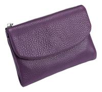 Genérico Unisex Pebble Leather Wallet, Short Genuine Leather Purse for Coins and Cards, Compact Travel Card Holder (Purple-A)