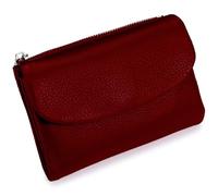 Genérico Unisex Pebble Leather Wallet, Short Genuine Leather Purse for Coins and Cards, Compact Travel Card Holder (Red-A)