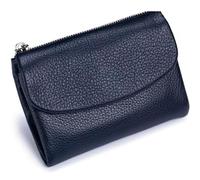 Genérico Unisex Pebble Leather Wallet, Short Genuine Leather Purse for Coins and Cards, Compact Travel Card Holder (Black)