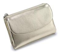 Genérico Unisex Pebble Leather Wallet, Short Genuine Leather Purse for Coins and Cards, Compact Travel Card Holder (Silver-A)