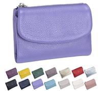 Genérico Unisex Pebble Leather Wallet, Short Genuine Leather Purse for Coins and Cards, Multicolor Bifold Pocket Clutch Bags for Women & Men (Lavender Purple)