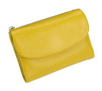Genérico Unisex Pebble Leather Wallet, Short Genuine Leather Purse for Coins and Cards, Multicolor Clutch for Women, Small Compact Bifold Pocket Purse, Unisex Wallet (Yellow)