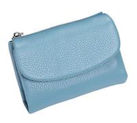 Genérico Unisex Pebble Leather Wallet, Short Genuine Leather Purse for Coins and Cards, Multicolor Clutch for Women, Small Compact Bifold Pocket Purse, Unisex Wallet (Linen Blue)