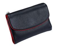 Genérico Unisex Pebble Leather Wallet, Short Genuine Leather Purse for Coins and Cards, Multicolor Clutch for Women, Small Compact Bifold Pocket Purse, Unisex Wallet (Black with Red)