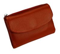 Genérico Unisex Pebble Leather Wallet, Short Genuine Leather Purse for Coins and Cards, Multicolor Clutch for Women, Small Compact Bifold Pocket Purse, Unisex Wallet (Orange Red)