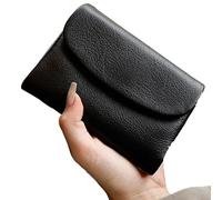 Genérico Unisex Pebble Leather Wallet, Short Genuine Leather Purse for Women, Unisex Clutch Bags with Card Holder & Coin Purse & Credit Card Holder (Black)