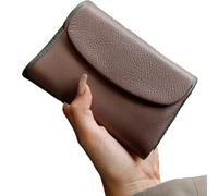 Genérico Unisex Pebble Leather Wallet, Short Genuine Leather Purse for Women, Unisex Clutch Bags with Card Holder & Coin Purse & Credit Card Holder (Brown)