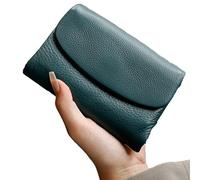 Genérico Unisex Pebble Leather Wallet, Short Genuine Leather Purse for Women, Unisex Clutch Bags with Card Holder & Coin Purse & Credit Card Holder (Blue)