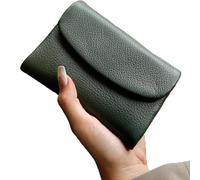 Genérico Unisex Pebble Leather Wallet, Short Genuine Leather Purse for Women, Unisex Clutch Bags with Card Holder & Coin Purse & Credit Card Holder (Green)