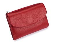 Genérico Unisex Pebble Leather Wallet,Short Slim Soft Genuine Leather Purse with Credit Card Holder & Cash Slots,Small Compact Bifold Pocket Purse Multicolor, for Men & Women (Red)
