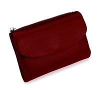 Genérico Unisex Pebble Leather Wallet,Short Slim Soft Genuine Leather Purse with Credit Card Holder & Cash Slots,Small Compact Bifold Pocket Purse Multicolor, for Men & Women (Dark Red)