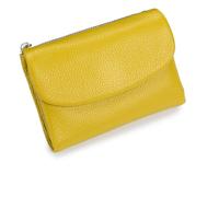 Genérico Unisex Pebble Leather Wallet,Short Slim Soft Genuine Leather Purse with Credit Card Holder & Cash Slots,Small Compact Bifold Pocket Purse Multicolor, for Men & Women (Yellow)