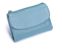 Genérico Unisex Pebble Leather Wallet, Small Wallets for Women,5.3in Short Genuine Leather Coin Card Holder,Small Compact Bifold Pocket Purse with Credit Card Holder (Blue)