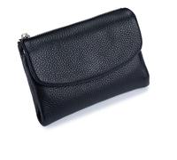 Genérico Unisex Pebble Leather Wallet, Small Wallets for Women,5.3in Short Genuine Leather Coin Card Holder,Small Compact Bifold Pocket Purse with Credit Card Holder (Black)