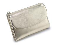Genérico Unisex Pebble Leather Wallet, Small Wallets for Women,5.3in Short Genuine Leather Coin Card Holder,Small Compact Bifold Pocket Purse with Credit Card Holder (Gold)