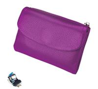 Genérico Unisex Pebble Leather Wallet, Small Wallets for Women, Short Genuine Leather Purse for Coins and Cards, Card Holder & Coin Purse (Bright Purple)