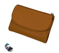 Genérico Unisex Pebble Leather Wallet, Small Wallets for Women, Short Genuine Leather Purse for Coins and Cards, Card Holder & Coin Purse (Brown)