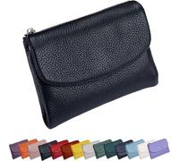 Genérico Unisex Pebble Leather Wallet,Small Wallets for Women, Small Compact Bifold Pocket Purse with Credit Card Holder, Unisex Clutch Bags, Can Hold Coins, ID Cards (Black-A)