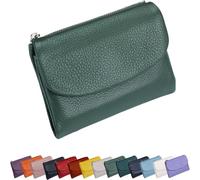 Genérico Unisex Pebble Leather Wallet,Small Wallets for Women, Small Compact Bifold Pocket Purse with Credit Card Holder, Unisex Clutch Bags, Can Hold Coins, ID Cards (Green-A)