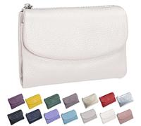 Genérico Unisex Pebble Leather Wallet, Small Wallets for Women, with Coin Holder, Credit Card Slots & Zippered Pockets, Natural Stone Texture, Multicolor (White)