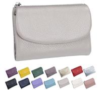 Genérico Unisex Pebble Leather Wallet, Small Wallets for Women, with Coin Holder, Credit Card Slots & Zippered Pockets, Natural Stone Texture, Multicolor (Beige)