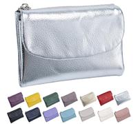 Genérico Unisex Pebble Leather Wallet, Small Wallets for Women, with Coin Holder, Credit Card Slots & Zippered Pockets, Natural Stone Texture, Multicolor (Silver)